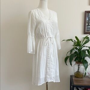 White Lightweight Boho Dress Bell Sleeves